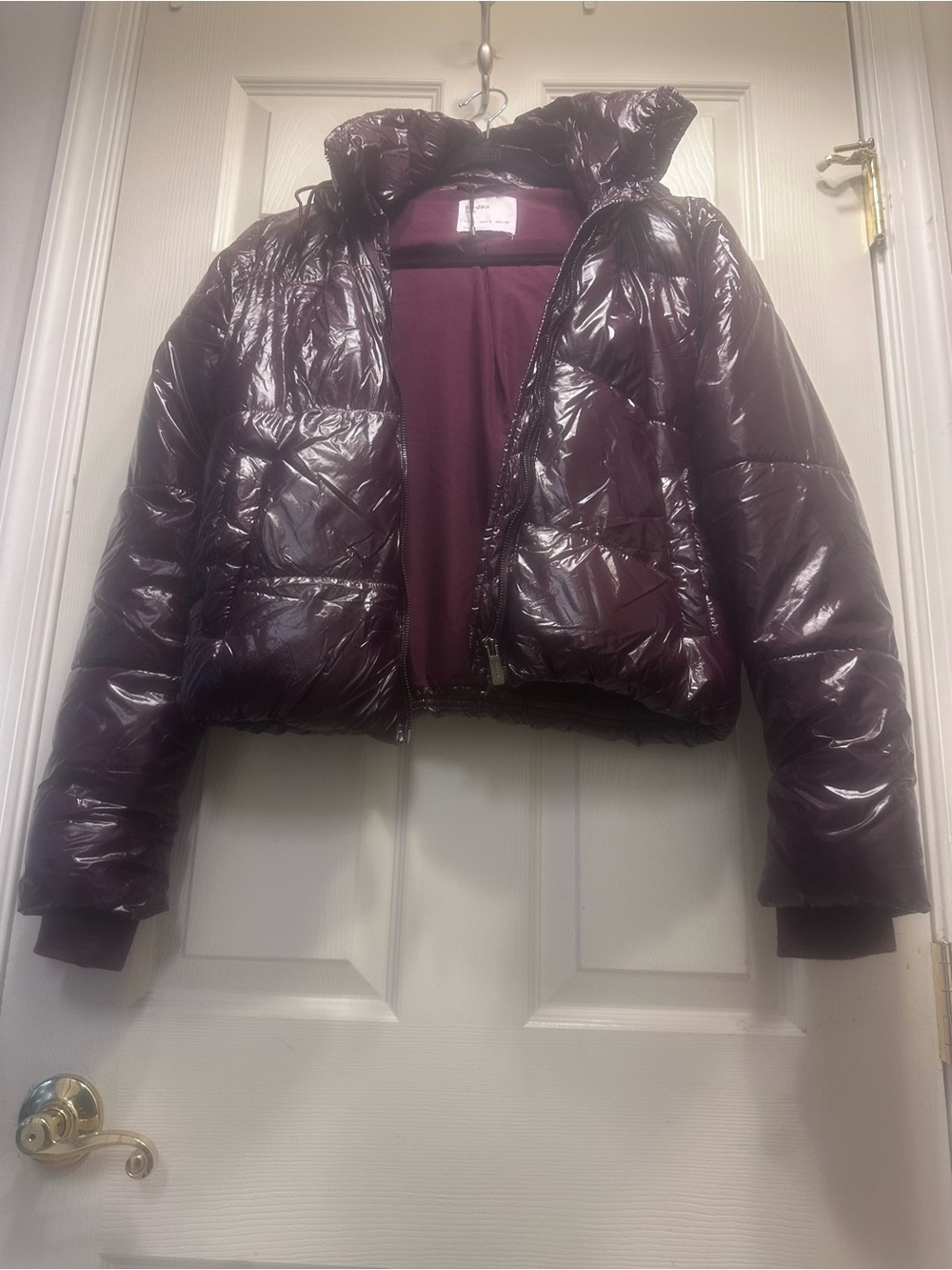 Bershka Shiny Plum Quilted Jacket